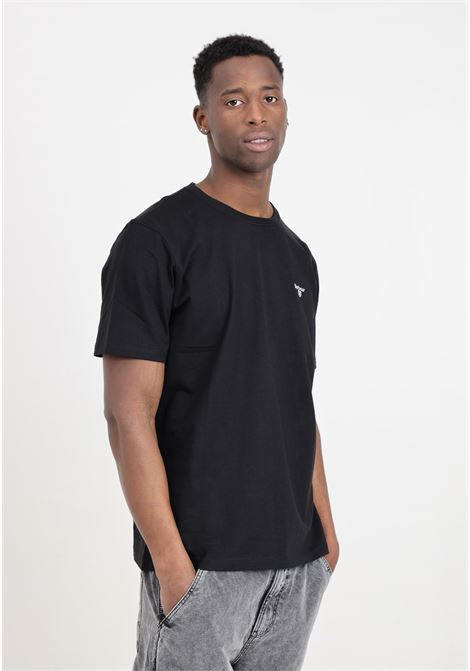 T-shirt da uomo nera con ricamo logo in bianco BARBOUR | T-shirt | 241-MTS0331BK31