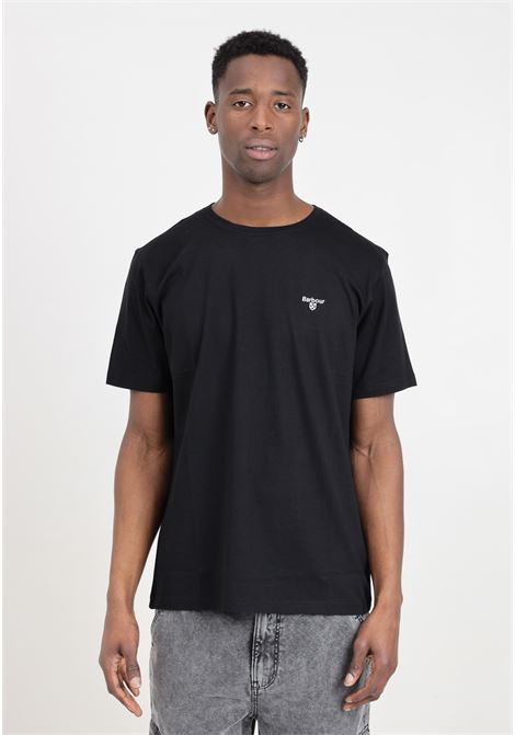 T-shirt da uomo nera con ricamo logo in bianco BARBOUR | 241-MTS0331BK31