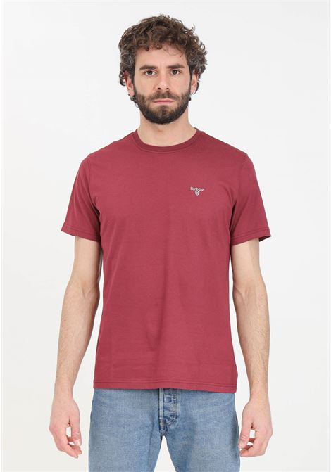 Burgundy men's t-shirt with white logo embroidery BARBOUR | 241-MTS0331RE53