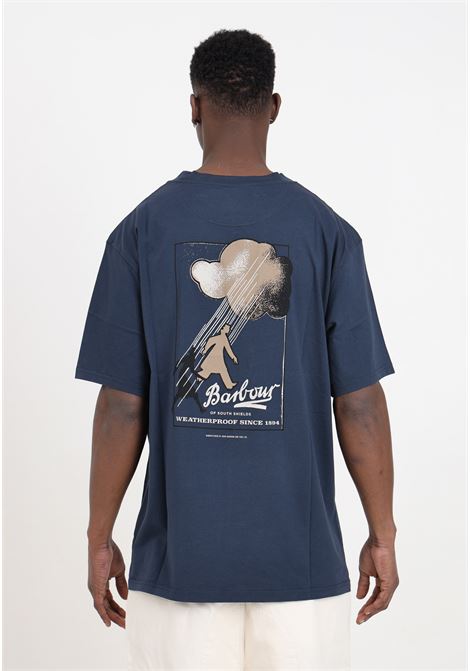 Navy blue men's t-shirt with print on the back BARBOUR | 241-MTS1253NY91