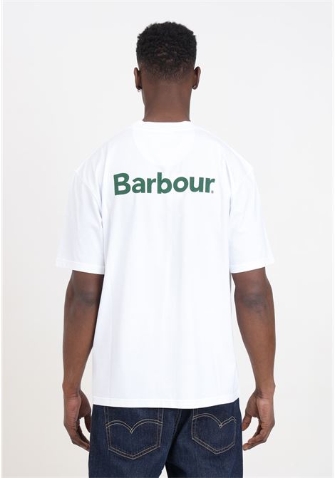 White men's t-shirt with logo print BARBOUR | 241-MTS1260WH11