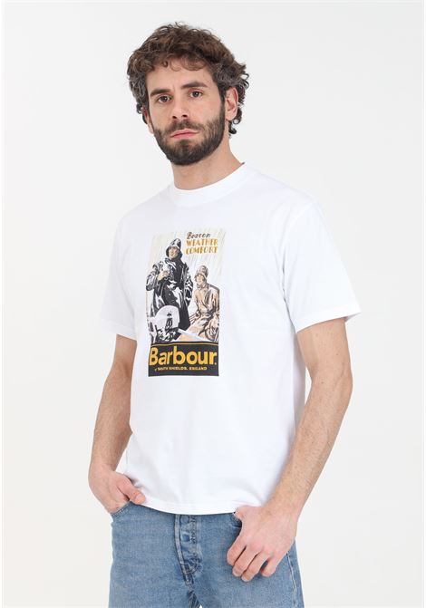 White men's t-shirt with color print on the front BARBOUR | 241-MTS1317WH11