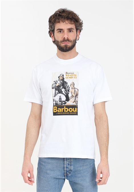 T-shirt da uomo bianca con stampa a colori sul davanti BARBOUR | T-shirt | 241-MTS1317WH11