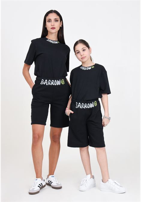 Shorts donna bambina neri con logo sul davanti BARROW | Shorts | S4BKJUBE029110