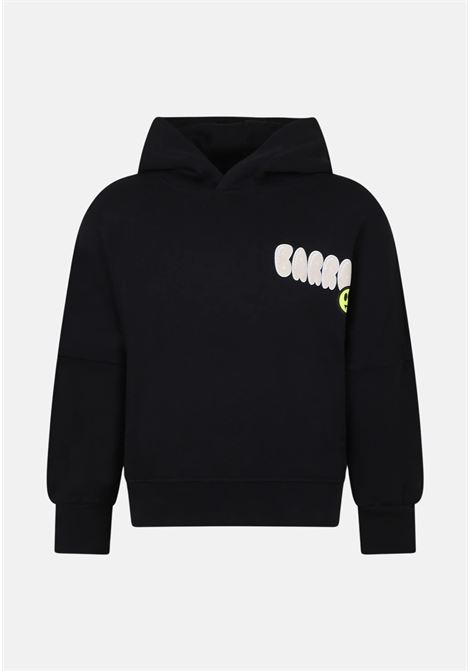 Black baby girl sweatshirt with teddy bear print and logo on the back BARROW | Hoodie | S4BKJUHS114110