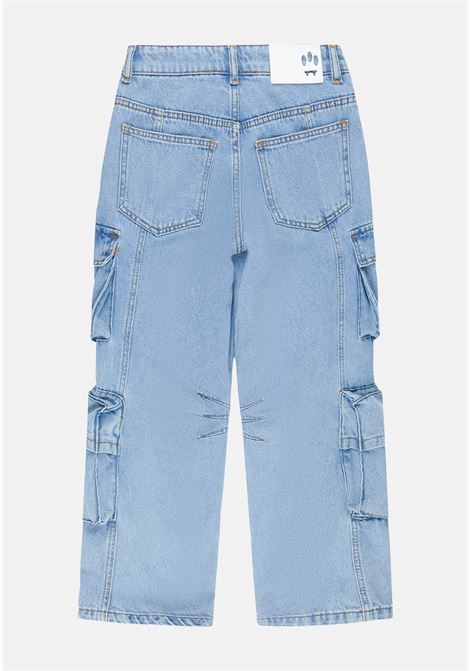 Jeans donna bambina denim blu chiaro stile cargo BARROW | Jeans | S4BKJUPA031172