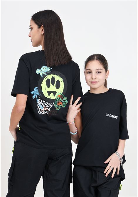 T-shirt mezza manica donna bambina nera con stampa BARROW | T-shirt | S4BKJUTH022110