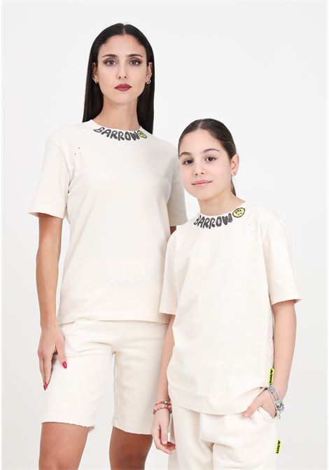 T-shirt donna bambina color crema logo street art e smile BARROW | T-shirt | S4BKJUTH028013