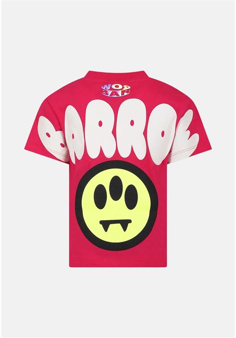 T-shirt rosso fragola donna bambina con smile e logo BARROW | S4BKJUTH096135