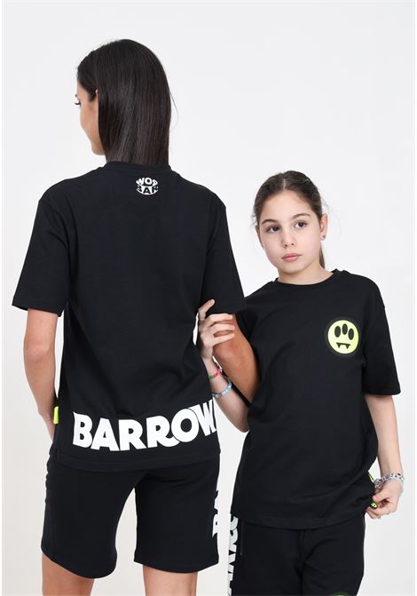 T-shirt donna bambina nera con stampa retro BARROW | T-shirt | S4BKJUTH097110