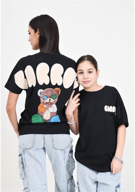 T-shirt nera donna bambina con logo e orsetto sul retro BARROW | S4BKJUTH116110