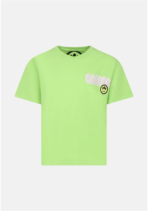T-shirt verde acido donna bambina con logo e orsetto sul retro BARROW | T-shirt | S4BKJUTH116253