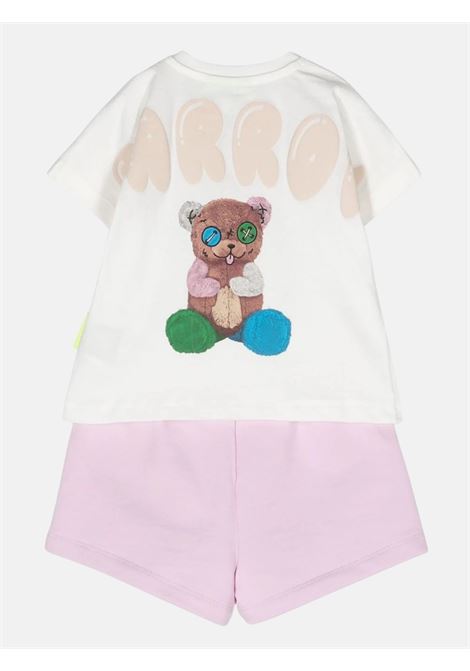 Completino neonato composto da t-shirt e shorts bianco e rosa BARROW | S4BKNGTR129002-42