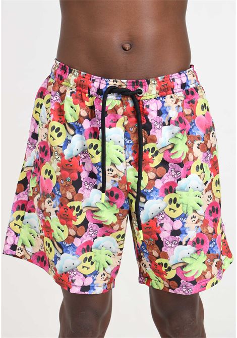 Men's swim shorts with allover multicolored smiley print BARROW | Beachwear | S4BWMASS158140