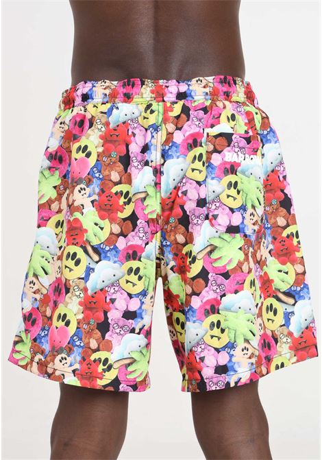 Men's swim shorts with allover multicolored smiley print BARROW | Beachwear | S4BWMASS158140