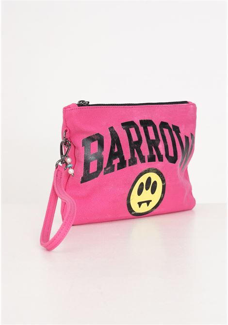Fuchsia women's clutch bag with contrasting logo print BARROW | Bags | S4BWUABA188BW007