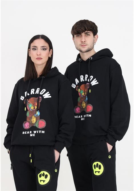 Black sweatshirt for men and women with logo and print BARROW | Hoodie | S4BWUAHS048110