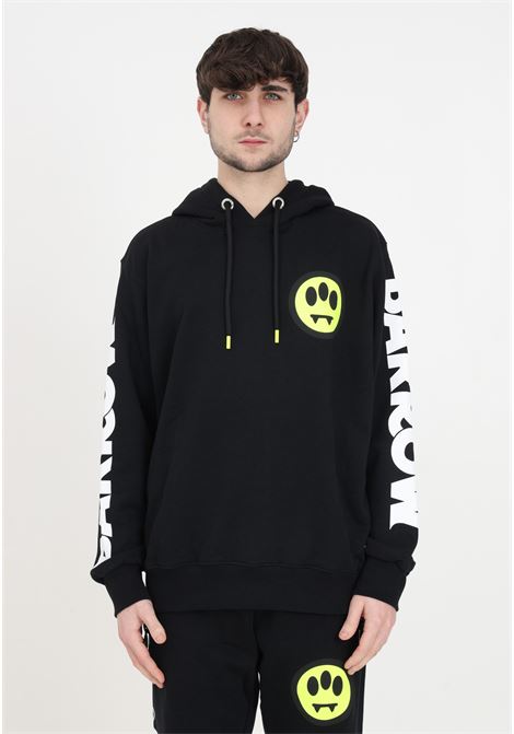 Black men's and women's sweatshirt with smiley face and print BARROW | Hoodie | S4BWUAHS136110