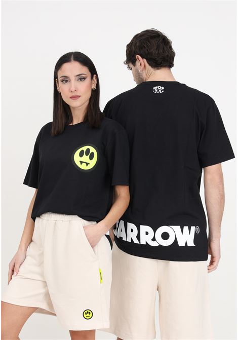 T-shirt uomo donna nera con stampa e smile BARROW | T-shirt | S4BWUATH137110