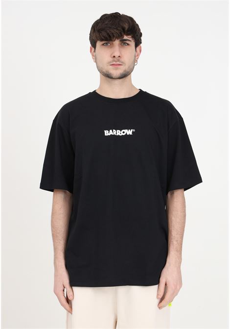 T-shirt uomo donna nera con logo, stampa e smile BARROW | T-shirt | S4BWUATH142110