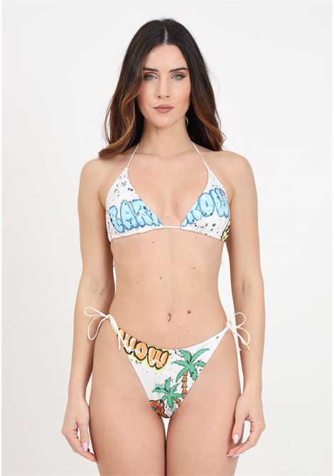 Women's bikini with multicolored print on a light background BARROW | Beachwear | S4BWWOSB182BW009