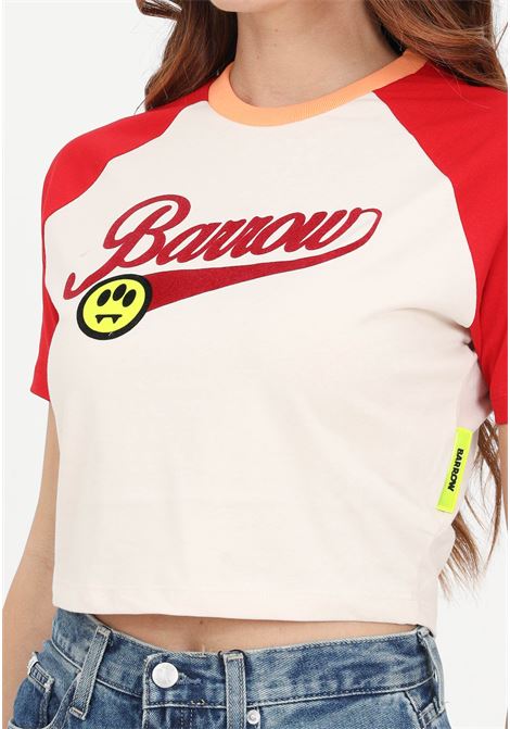 T-shirt da donna bicolore con logo stampato e smile BARROW | T-shirt | S4BWWOTH107BW009