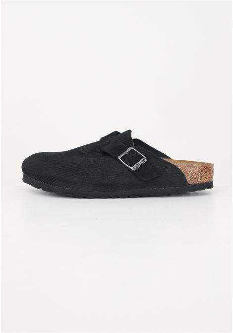 Birkenstock Boston Embossed Corduroy black slippers for women BIRKENSTOCK | Slippers | 1026172.