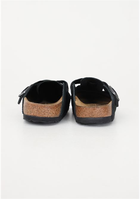 Birkenstock Boston Embossed Corduroy black slippers for women BIRKENSTOCK | Slippers | 1026172.