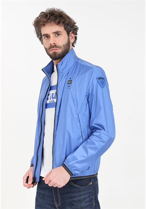 Blue windbreaker for men with logo patch on the sleeve BLAUER | Jackets | 24SBLUC01071-006857974