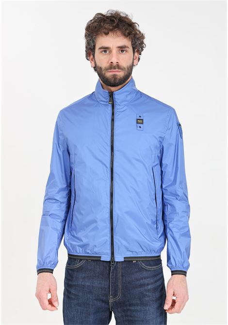 Blue windbreaker for men with logo patch on the sleeve BLAUER | Jackets | 24SBLUC01071-006857974