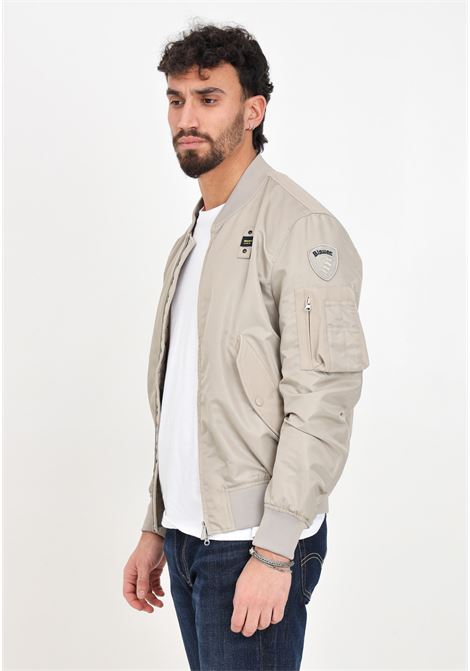 Beige men's jacket with logo patch BLAUER | Jackets | 24SBLUC01101-005963285