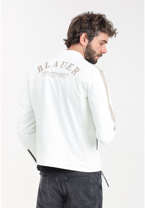 White men's windbreaker with embroidered logo patch on the back BLAUER | 24SBLUC01402-006530102