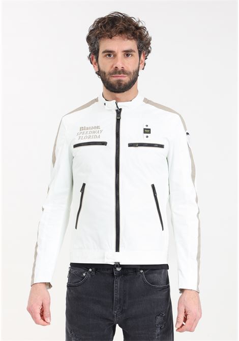 White men's windbreaker with embroidered logo patch on the back BLAUER | 24SBLUC01402-006530102