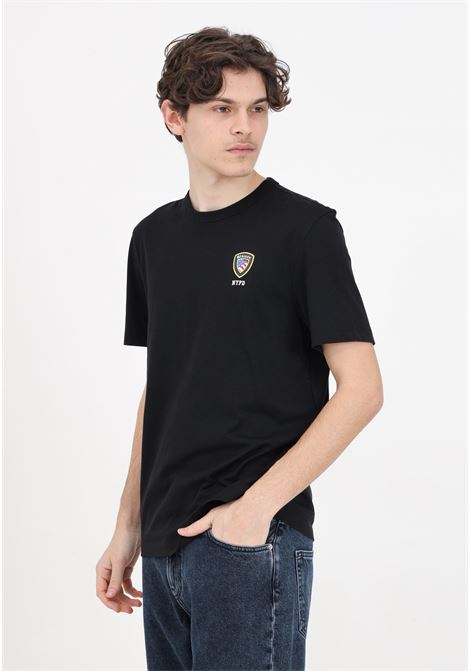 Black men's T-shirt with mini shield logo print BLAUER | 24SBLUH02145-004547999