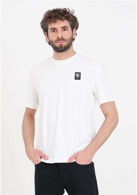 T-shirt da uomo panna con patch logo sul davanti BLAUER | 24SBLUH02243-006807102