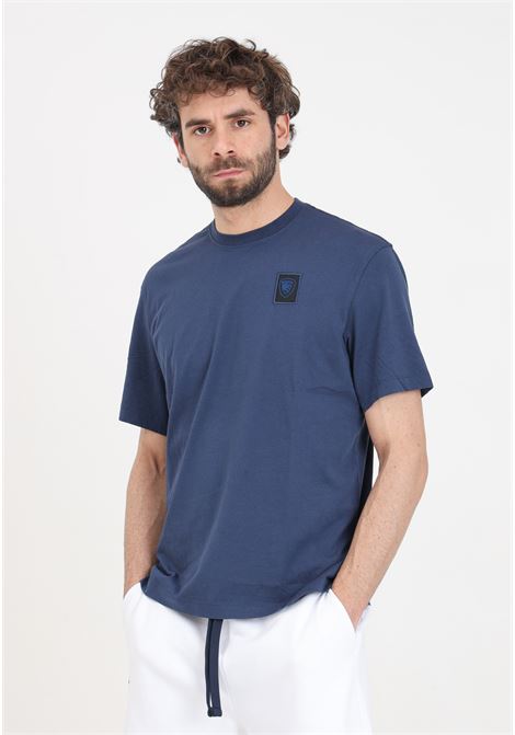 T-shirt da uomo blu con patch logo sul davanti BLAUER | 24SBLUH02243-006807888