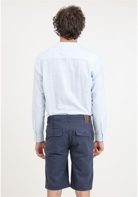 Shorts da uomo blu con bottone logato BOMBOOGIE | BMGRIT-T-TX320
