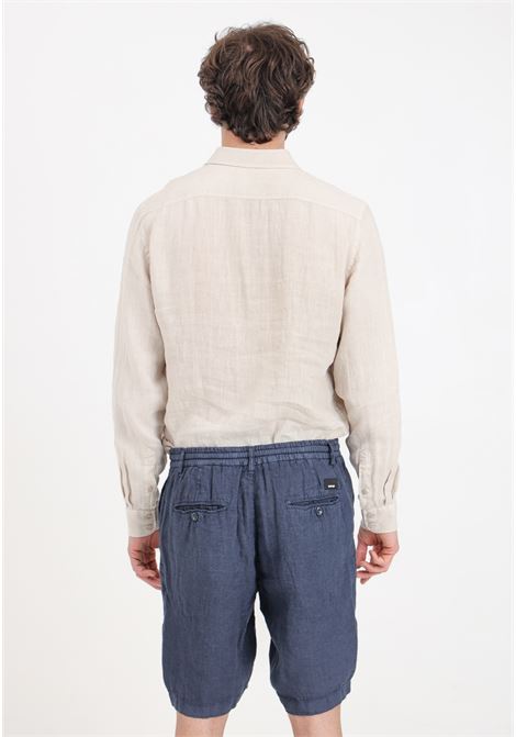 Shorts da uomo blu notte con etichetta logo sul retro BOMBOOGIE | Shorts | BMPARK-T-LCC20