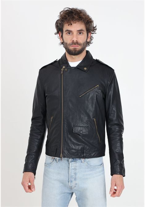 Perfecto inspiration black men's leather jacket BOMBOOGIE | Jackets | JMECTO-P-SBE490