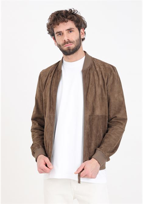 Brown men's leather jacket BOMBOOGIE | JMRAHM-P-GCL4596