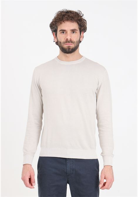 Beige men's sweater with logo label BOMBOOGIE | Knitwear | MM7016-T-KTP4105F
