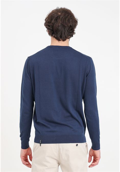 Blue men's sweater with logo label BOMBOOGIE | MM7016-T-KTP4205F