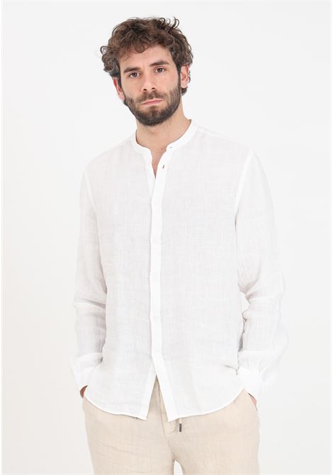 White men's shirt with mandarin collar BOMBOOGIE | Shirt | SM6401-T-LI200