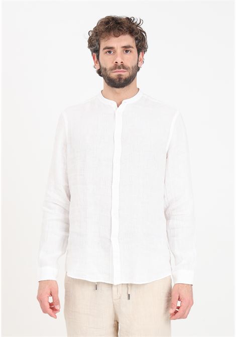 Camicia da uomo bianca con colletto alla coreana BOMBOOGIE | Camicie | SM6401-T-LI200