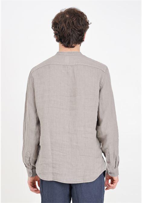 Mud-colored men's shirt with mandarin collar BOMBOOGIE | Shirt | SM6401-T-LI2350