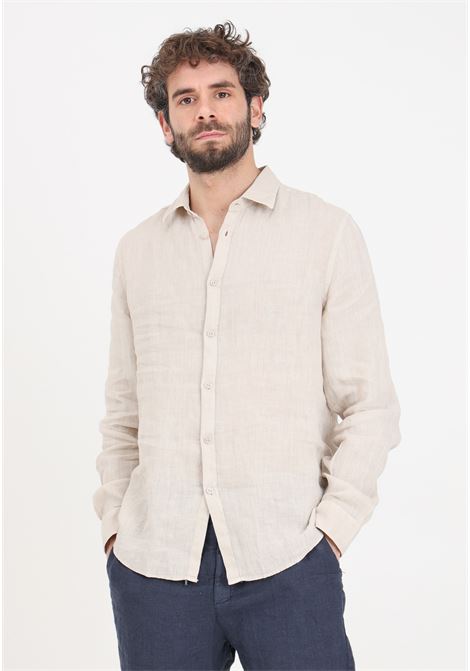 Beige men's linen shirt BOMBOOGIE | Shirt | SM6402-T-LI204