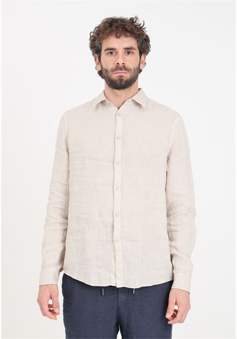 Camicia da uomo beige in lino BOMBOOGIE | Camicie | SM6402-T-LI204