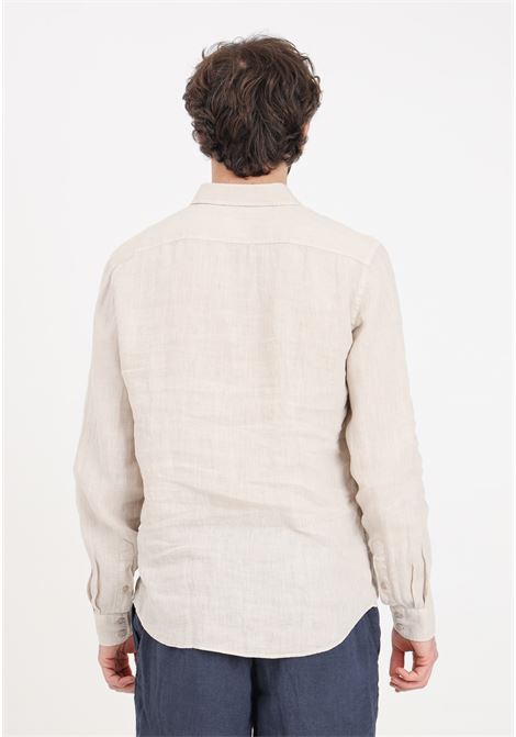 Camicia da uomo beige in lino BOMBOOGIE | SM6402-T-LI204