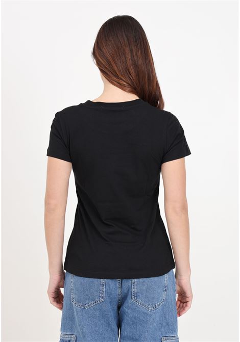 T-shirt donna nera con stampa logo in contrasto CALVIN KLEIN JEANS | J20J2223430GO0GO