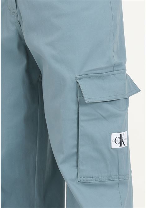 Women's cargo style trousers in powder blue CALVIN KLEIN JEANS | Pants | J20J222607CFQCFQ